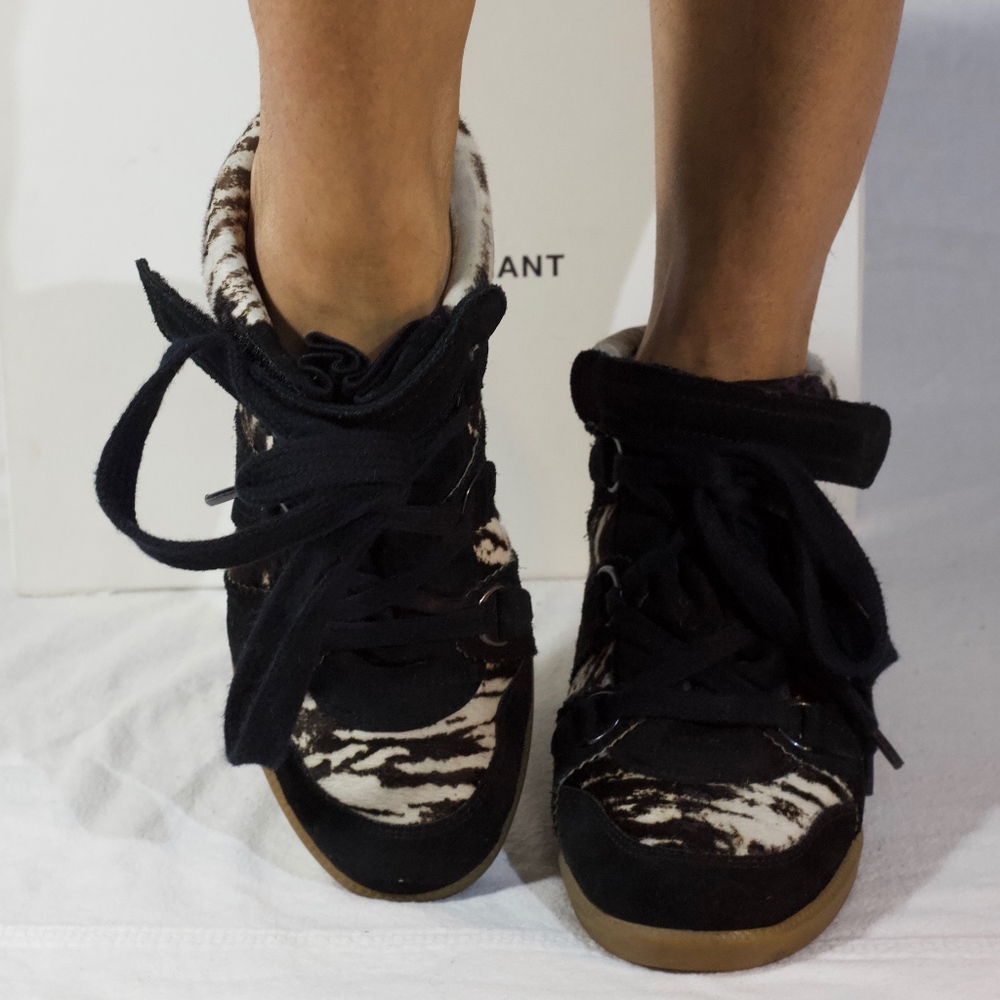 Isabel Marant Pony Over Basket Wedge Sneakers